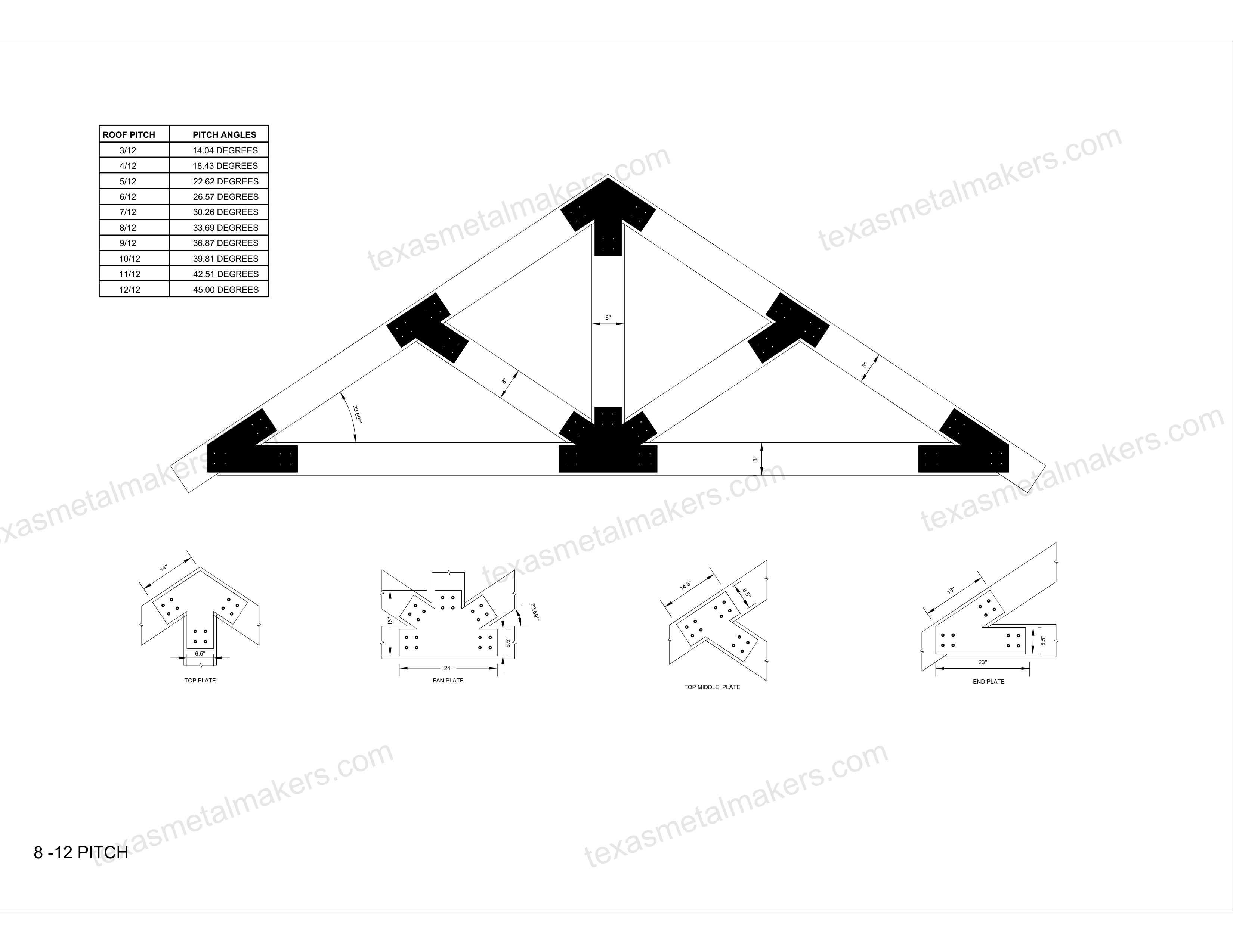 Structural Design Timber Truss Brackets for 8x8 Posts, 8" Timber Truss Bracket, 8x8 Fan Bracket