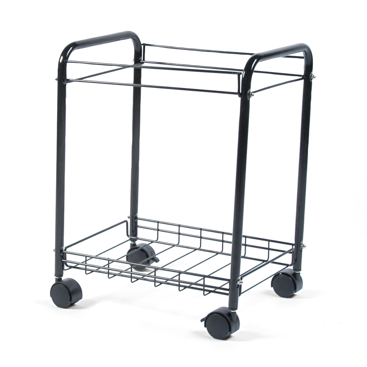 Safco Desk Side File Cart, Metal, 1 Shelf, 1 Bin, 17.5" x 13" x 22", Black