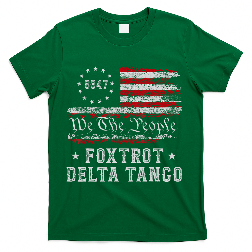 8647 Anti Trump Foxtrots Deltas Tangos Impeach 47 86 47 Flag T-Shirt