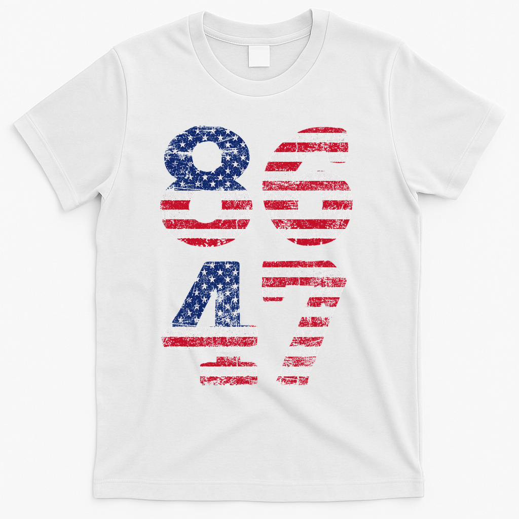 8647 Subtle Anti Trump Ironic Distressed Usa Flag T-Shirt