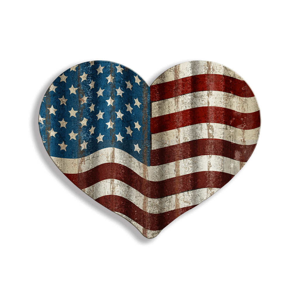 Heart-Shaped American Flag - Corrugated Metal Wall Art