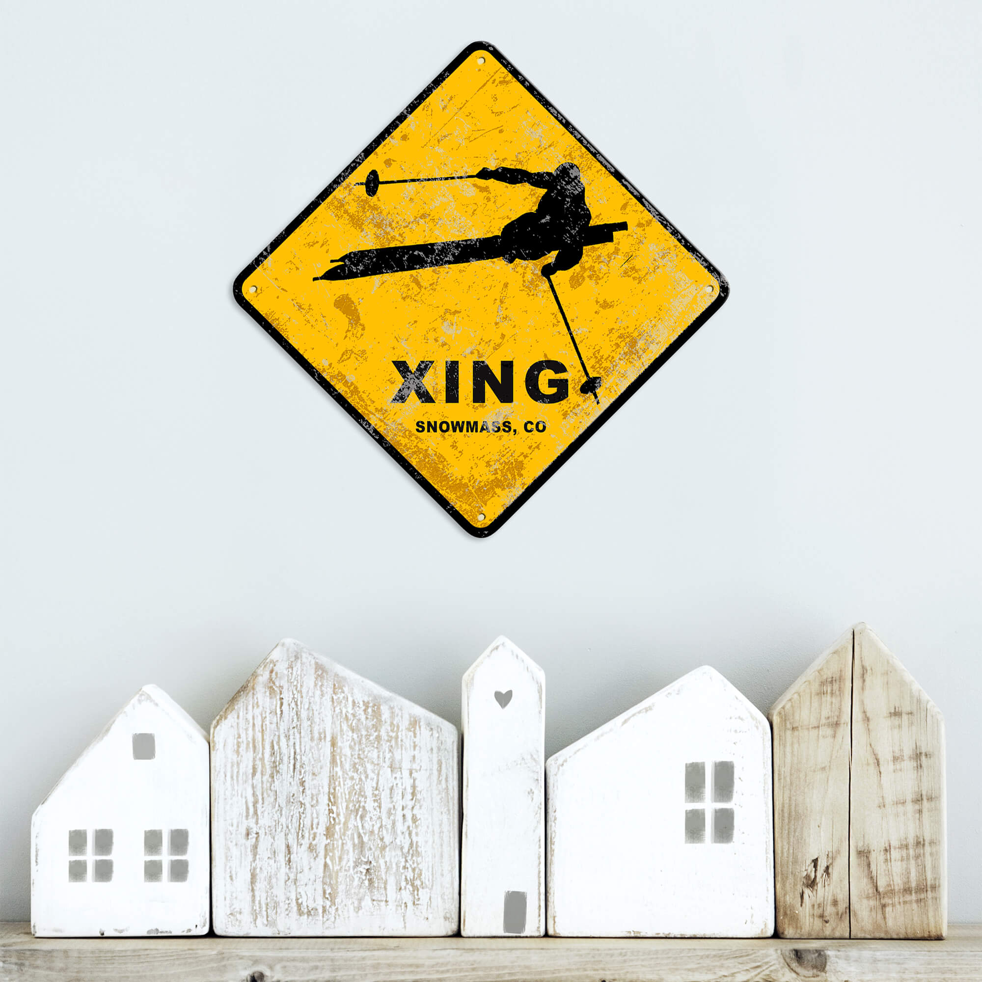 Skier Crossing - Metal Wall Art
