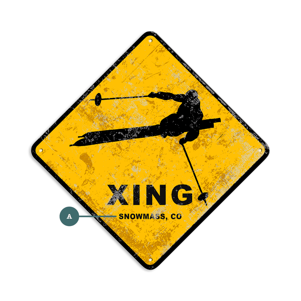 Skier Crossing - Metal Wall Art