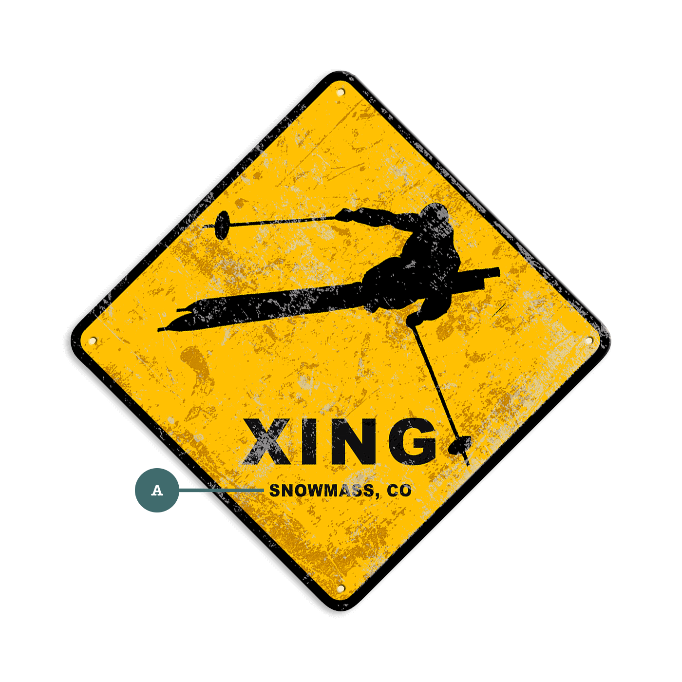Skier Crossing - Metal Wall Art