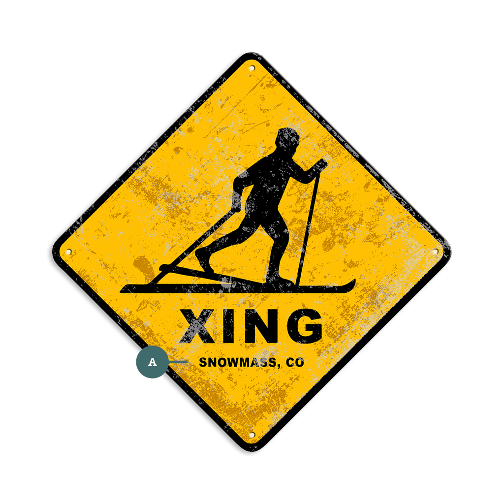 Cross Country Skier Crossing - Metal Wall Art