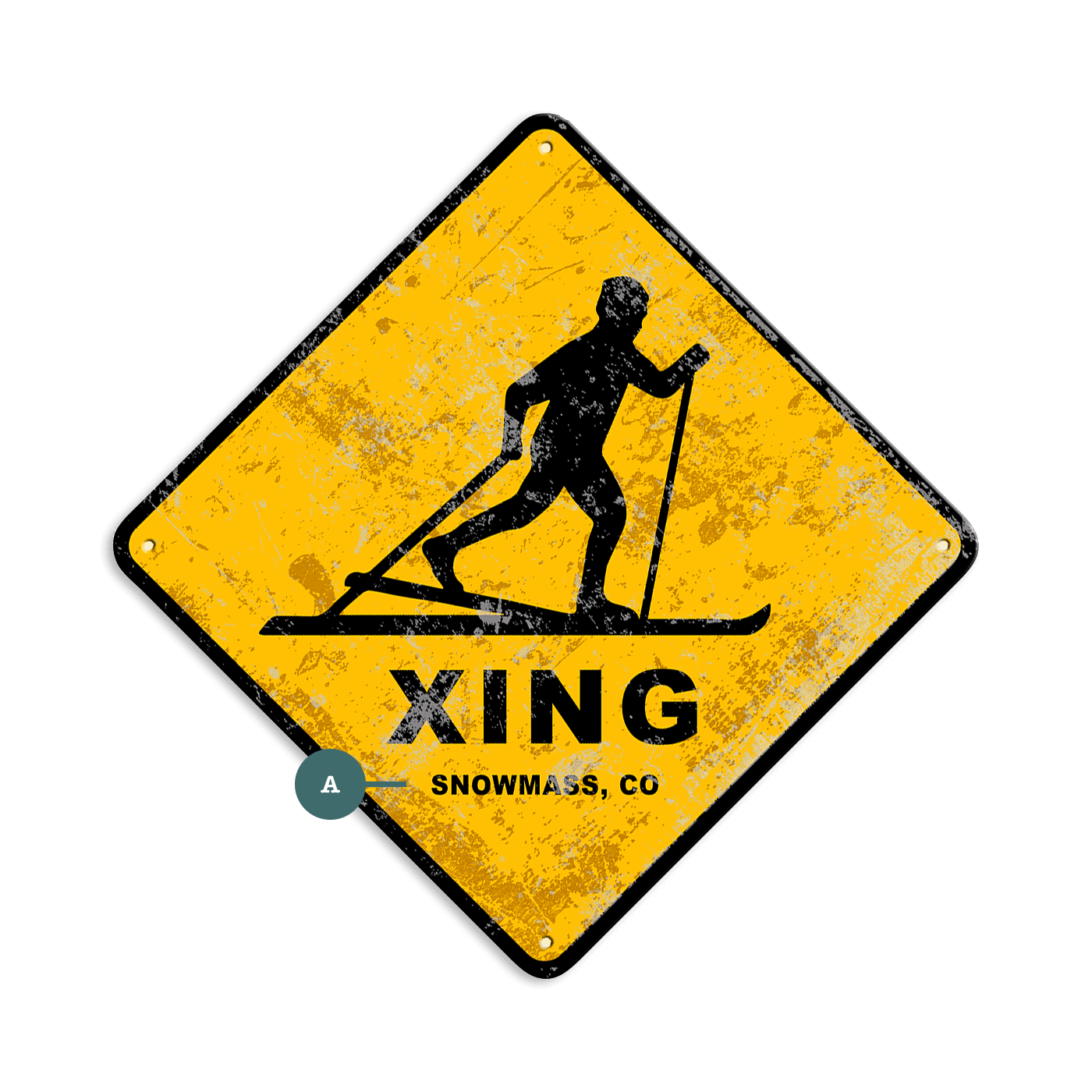 Cross Country Skier Crossing - Metal Wall Art