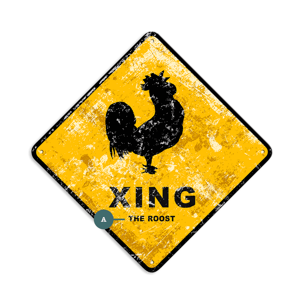 Rooster Crossing - Metal Wall Art