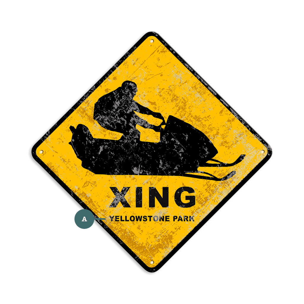 Snowmobile Crossing - Metal Wall Art