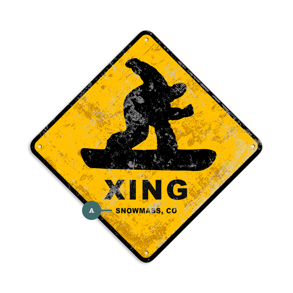 Snowboarder Crossing - Metal Wall Art