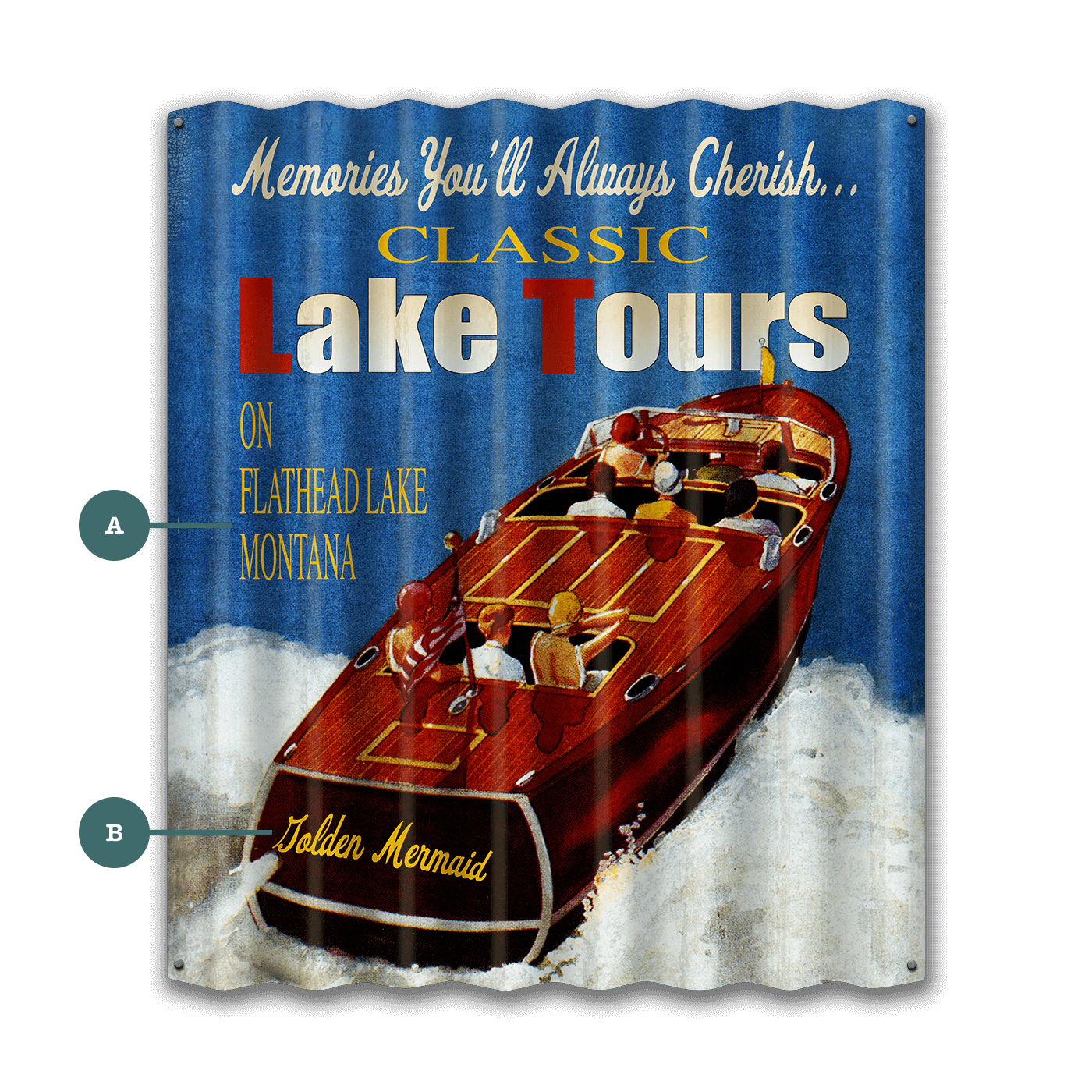 Classic Lake Tours - Corrugated Metal Wall Art