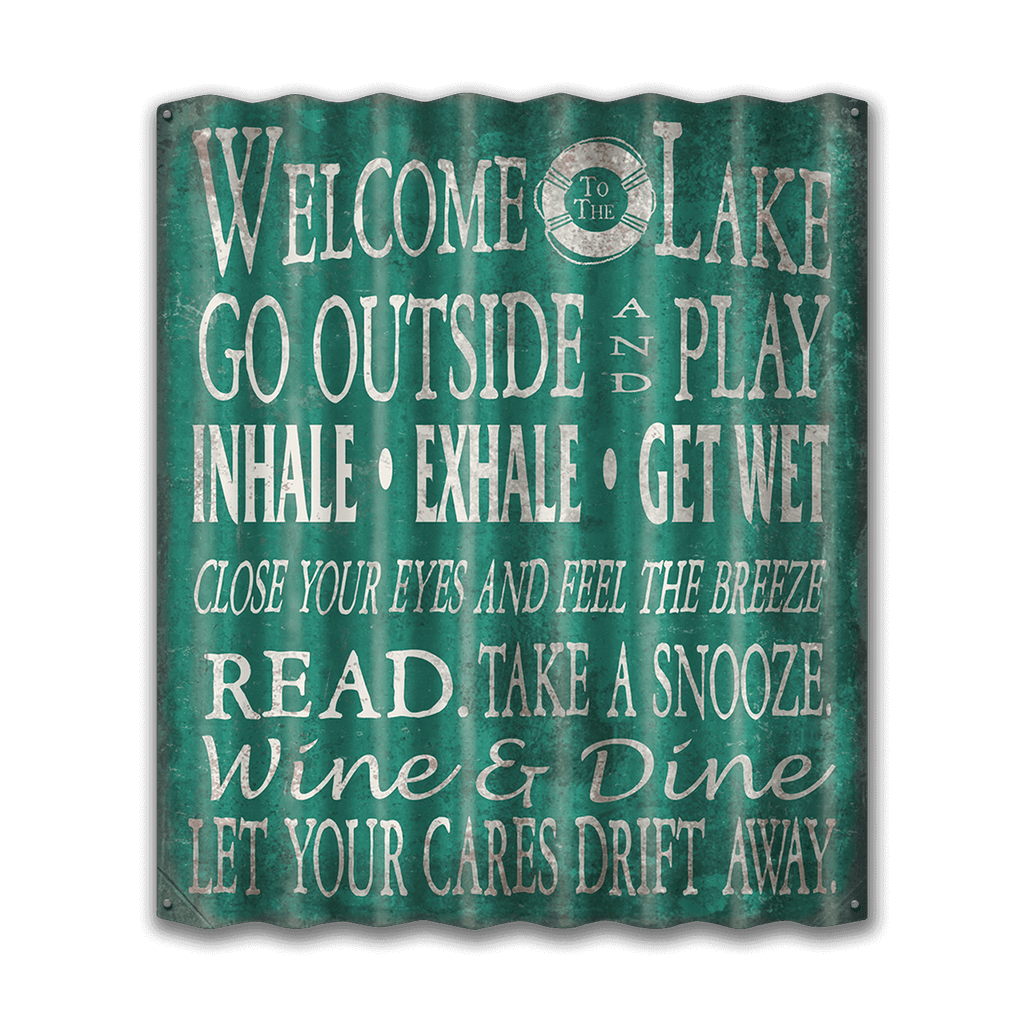 Welcome to the Lake: Green Generic - Corrugated Metal Wall Art