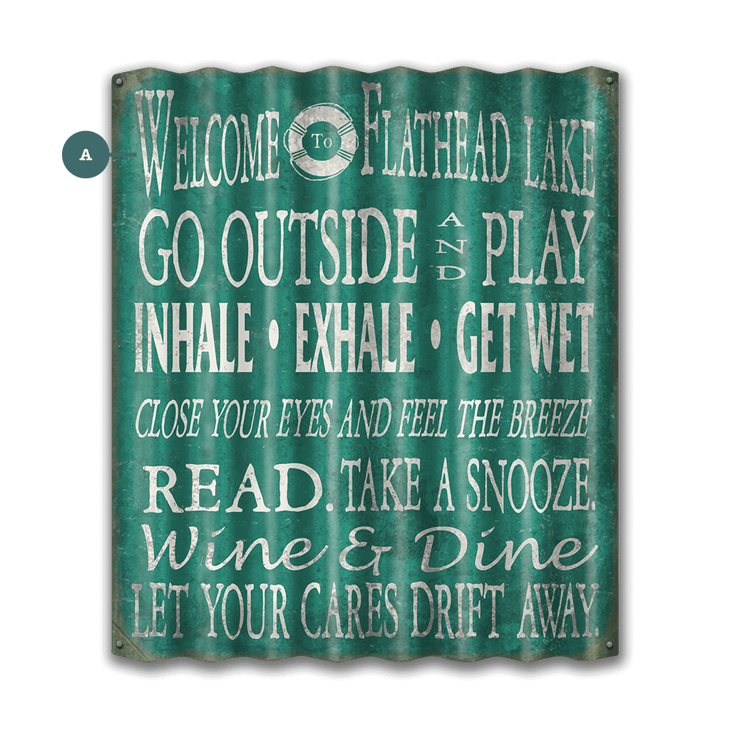 Welcome to the Lake: Green Personalized - Corrugated Metal Wall Art