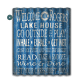 Welcome to the Lake House: Blue Personalized - Corrugated Metal Wall Art