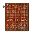 Welcome to the Cabin: 1 Line - Corrugated Metal Wall Art