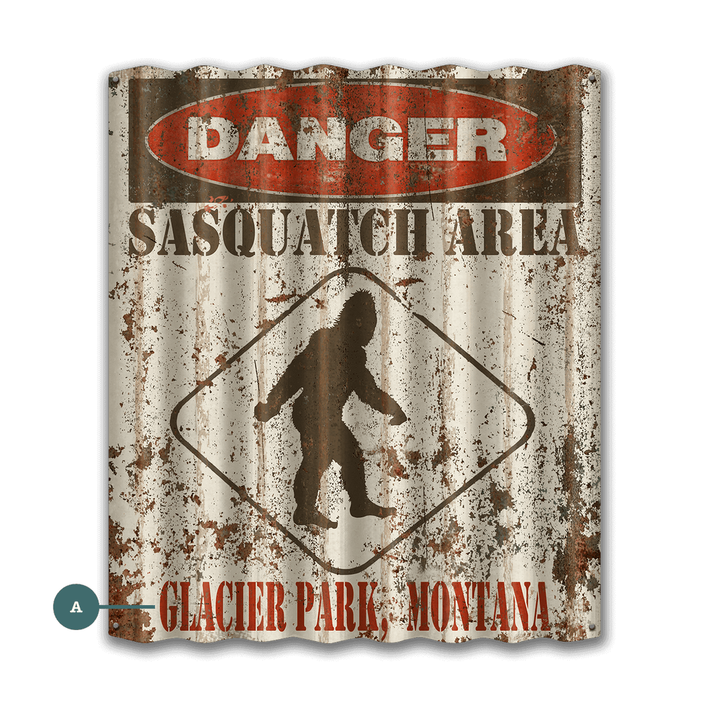 Sasquatch Warning Sign - Corrugated Metal Wall Art