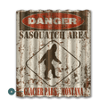 Sasquatch Warning Sign - Corrugated Metal Wall Art