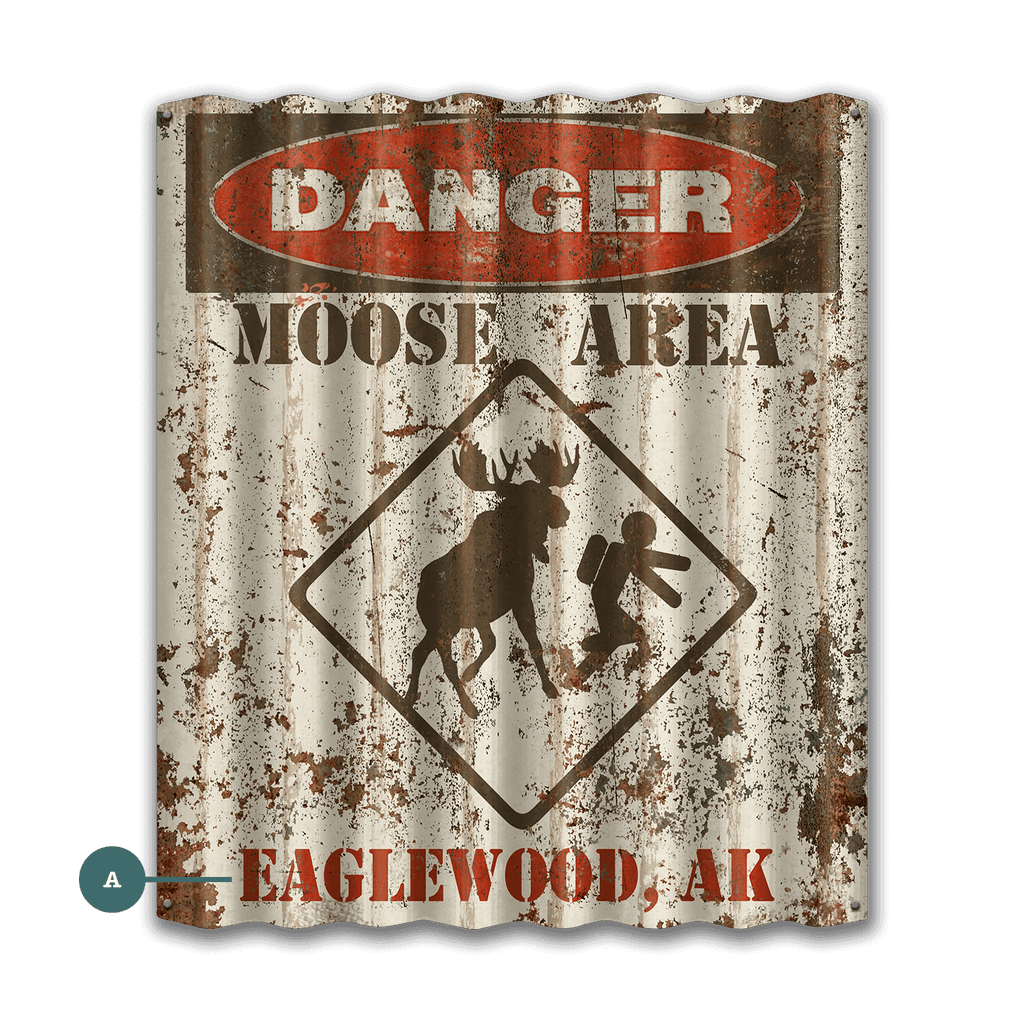 Moose Warning Sign - Corrugated Metal Wall Art