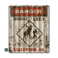 Moose Warning Sign - Corrugated Metal Wall Art