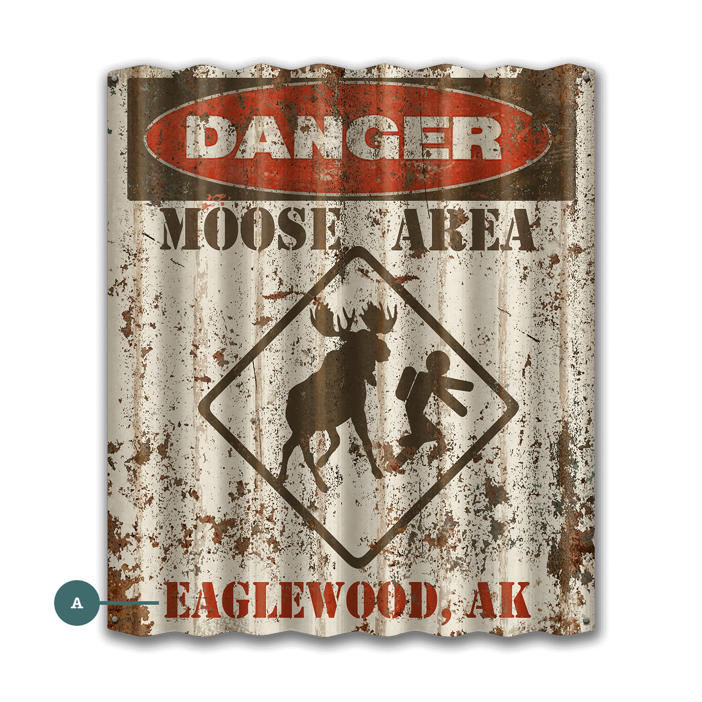 Moose Warning Sign - Corrugated Metal Wall Art