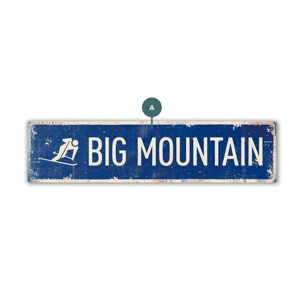 Landmark Skier Custom Signs: Blue 1 Line - Wall Decor