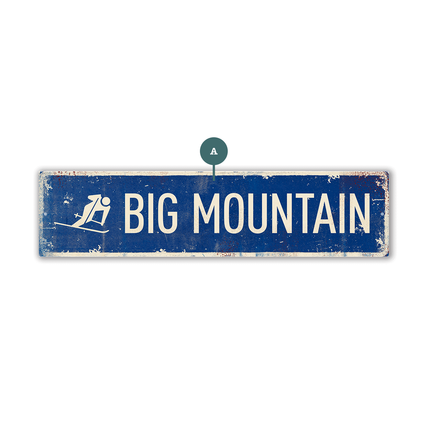 Landmark Skier Custom Signs: Blue 1 Line - Wall Decor