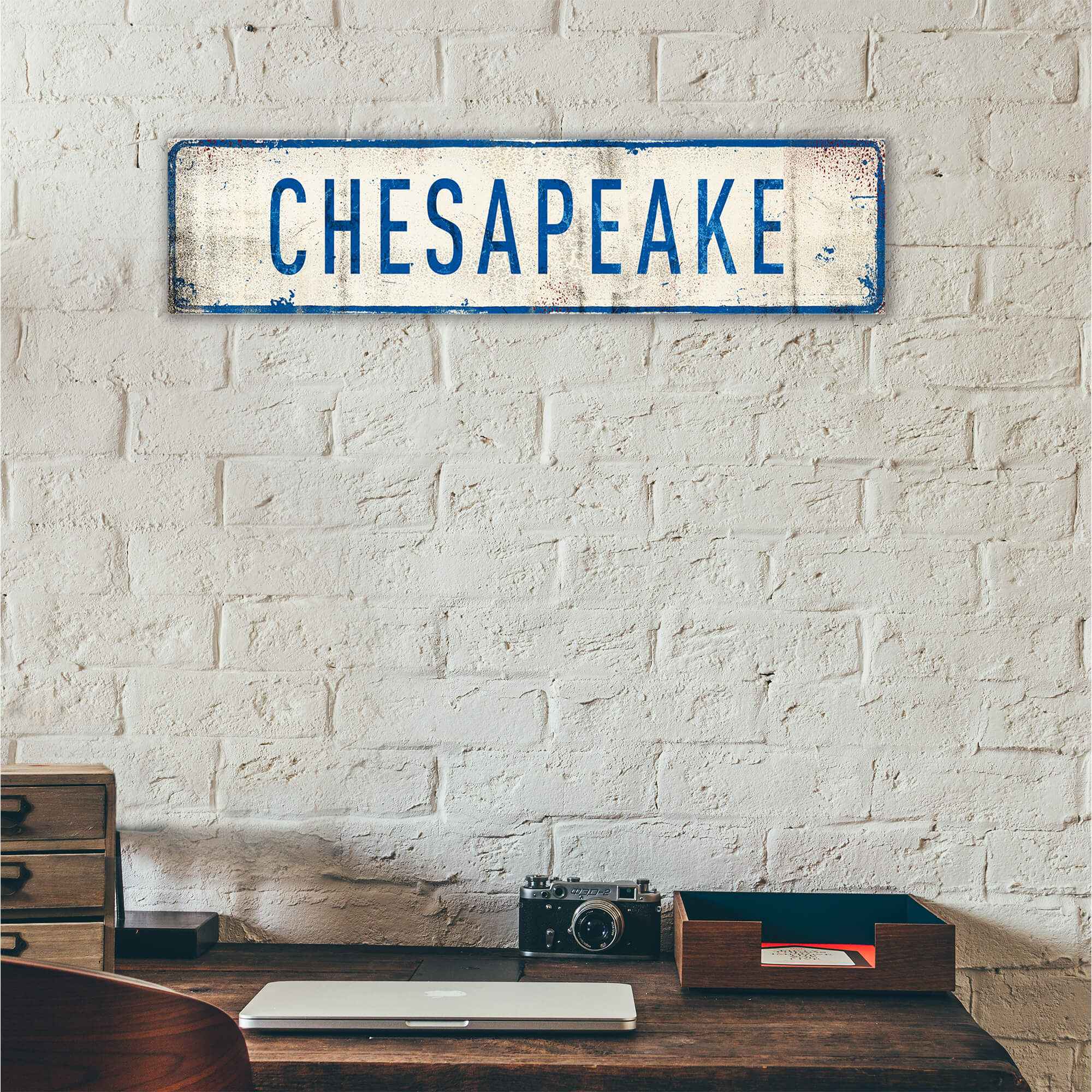 Landmark Classic Custom Signs: Blue Text 1 - Wall Decor