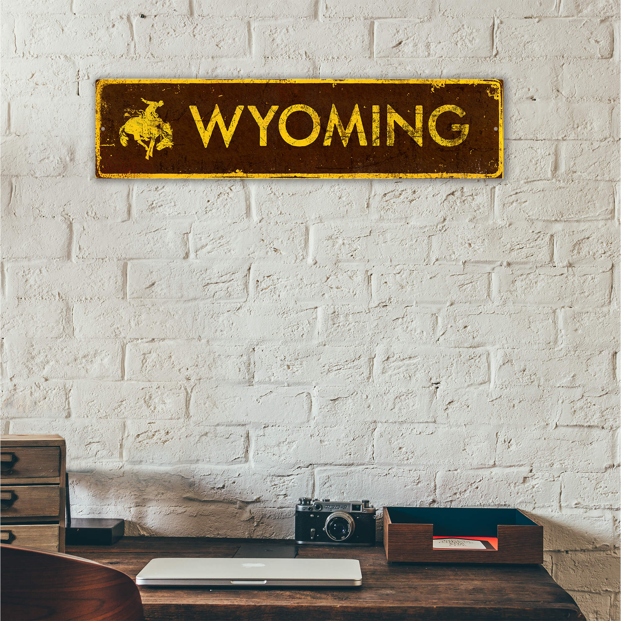 Landmark Bronco Custom Signs: Brown and Yellow 1 - Wall Decor