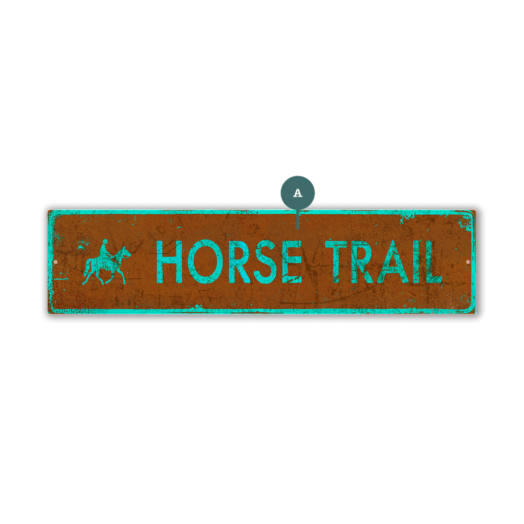 Landmark Horse Riding Custom Signs: Brown & Teal - Wall Decor