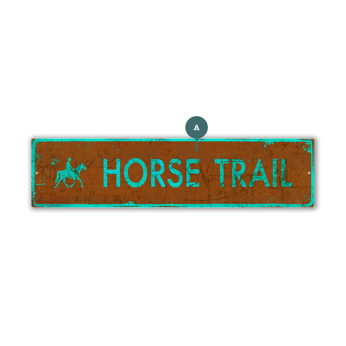 Landmark Horse Riding Custom Signs: Brown & Teal - Wall Decor