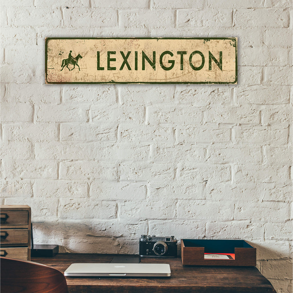 Landmark Horse Riding Custom Signs: Cream & Green - Wall Decor