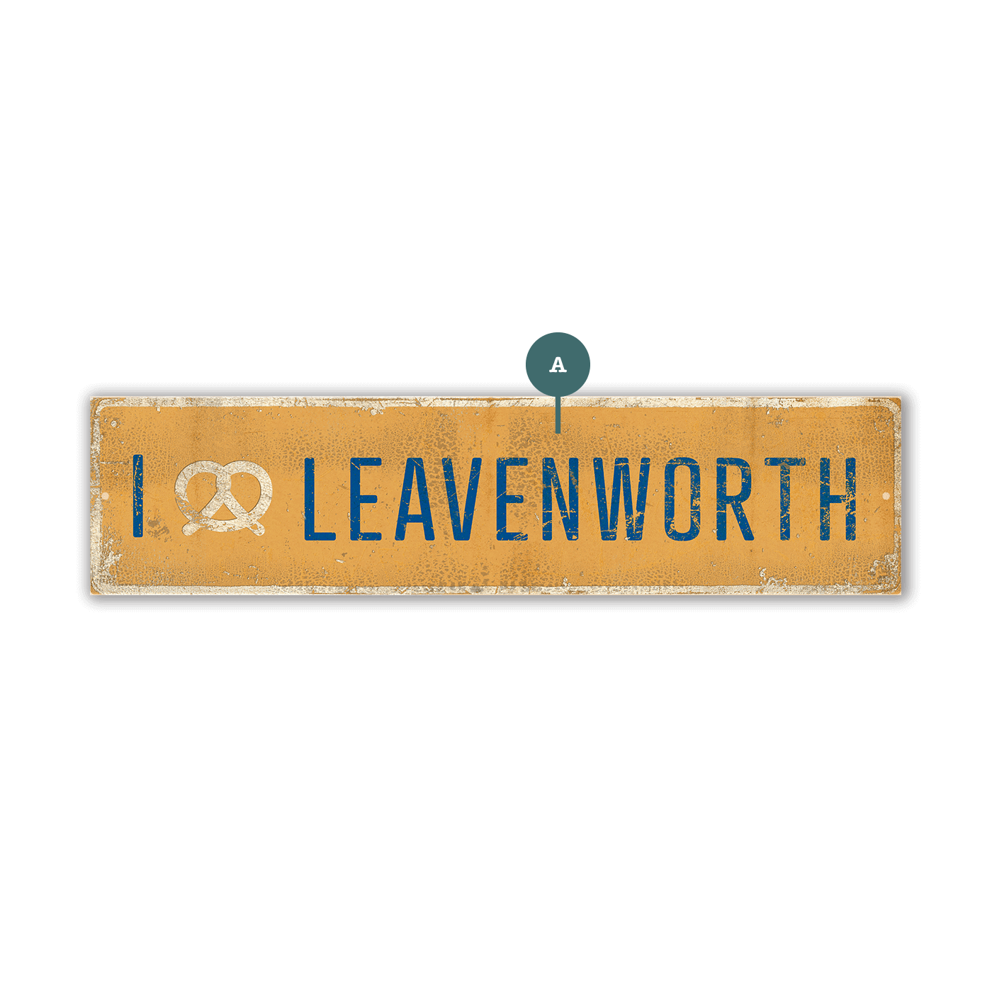 Landmark "I Heart" Custom Signs: Gold Pretzel - Wall Decor