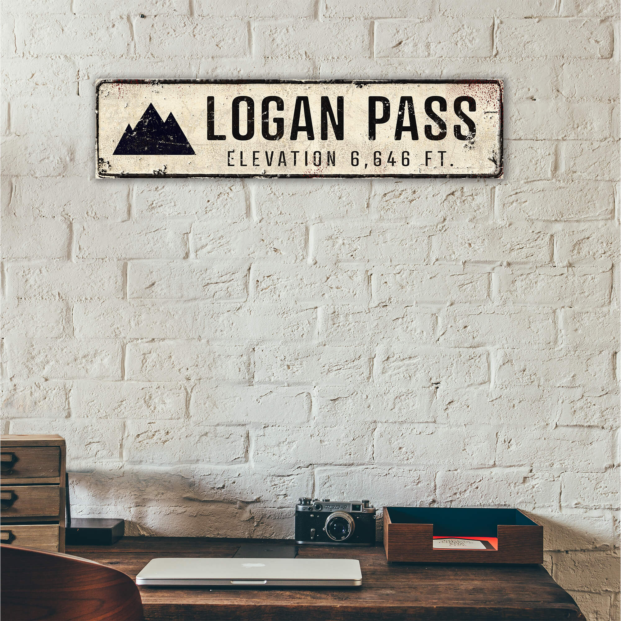 Landmark Mountain Custom Signs: White 2 - Wall Decor
