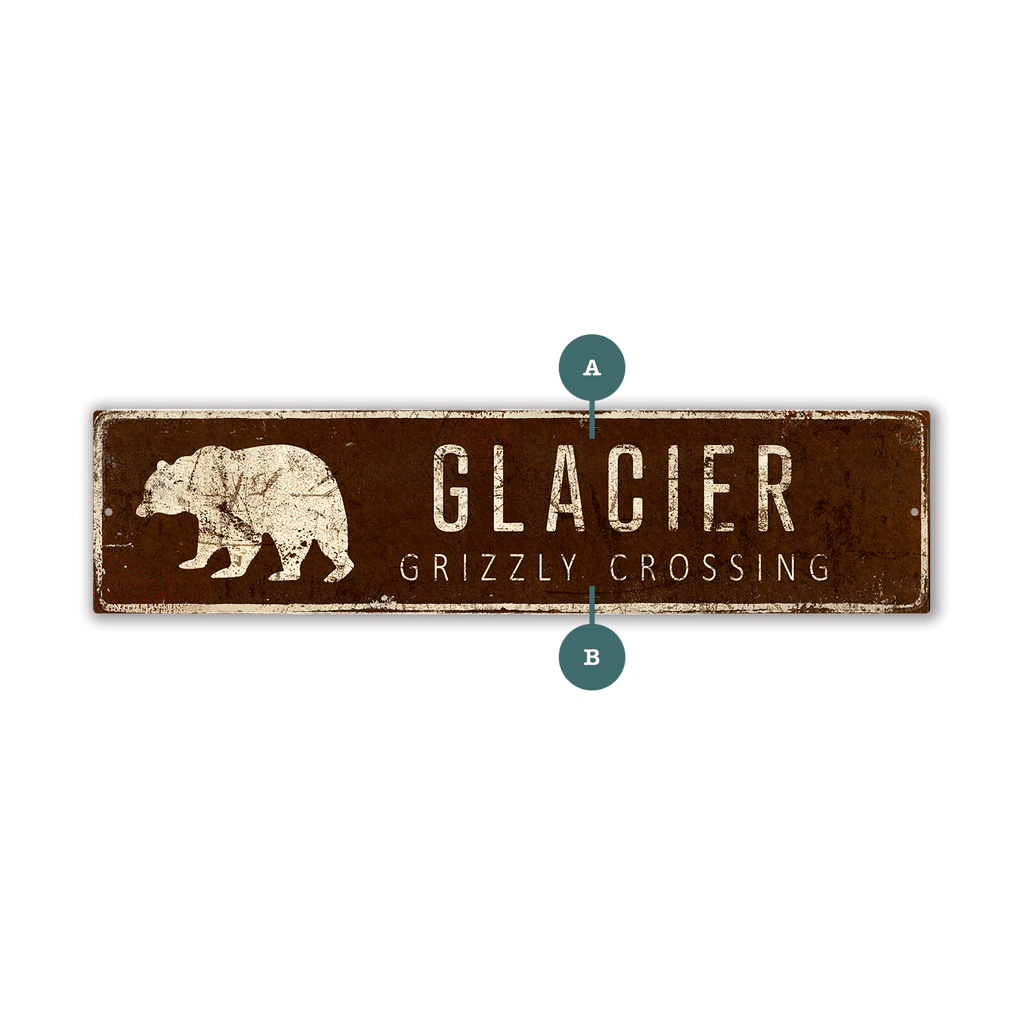 Landmark Grizzly Custom Signs: Brown 2 - Wall Decor