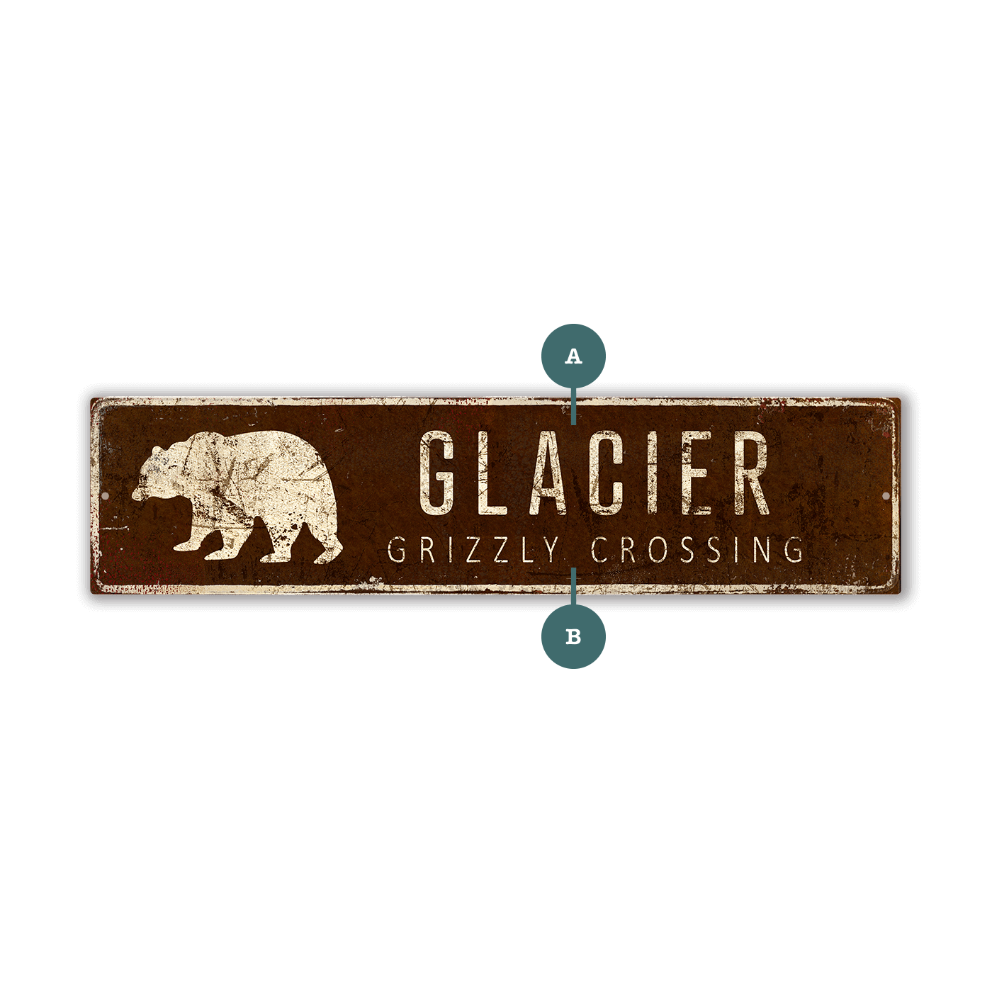 Landmark Grizzly Custom Signs: Brown 2 - Wall Decor