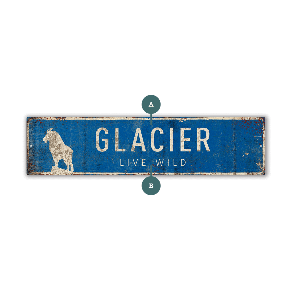 Landmark Mountain Goat Custom Signs: Blue 2 - Wall Decor