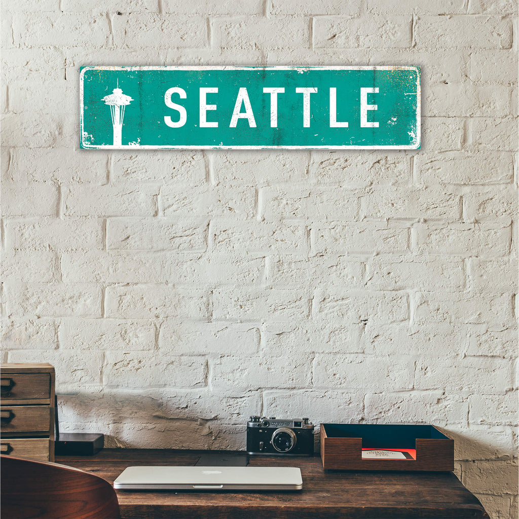 Landmark Space Needle Signs: Teal 1 - Wall Decor