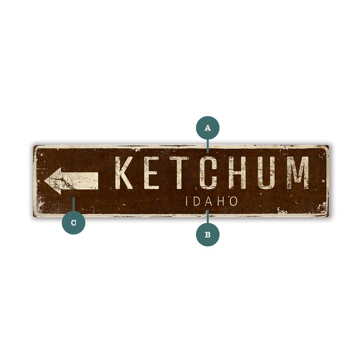Landmark Arrow Custom Signs: Brown 2 - Wall Decor