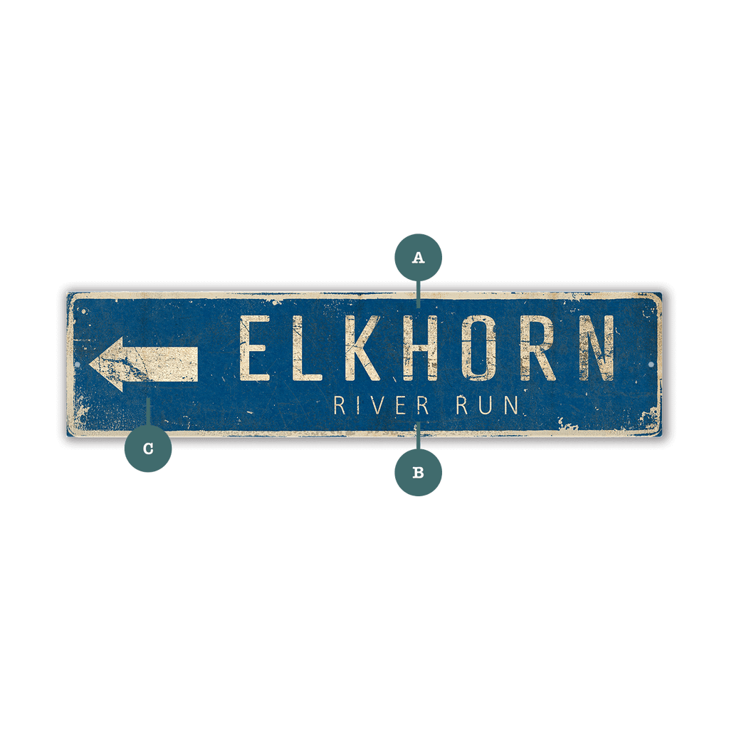 Landmark Arrow Custom Signs: Blue 2 - Wall Decor
