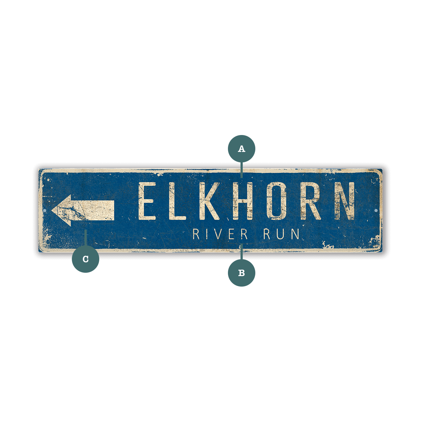 Landmark Arrow Custom Signs: Blue 2 - Wall Decor