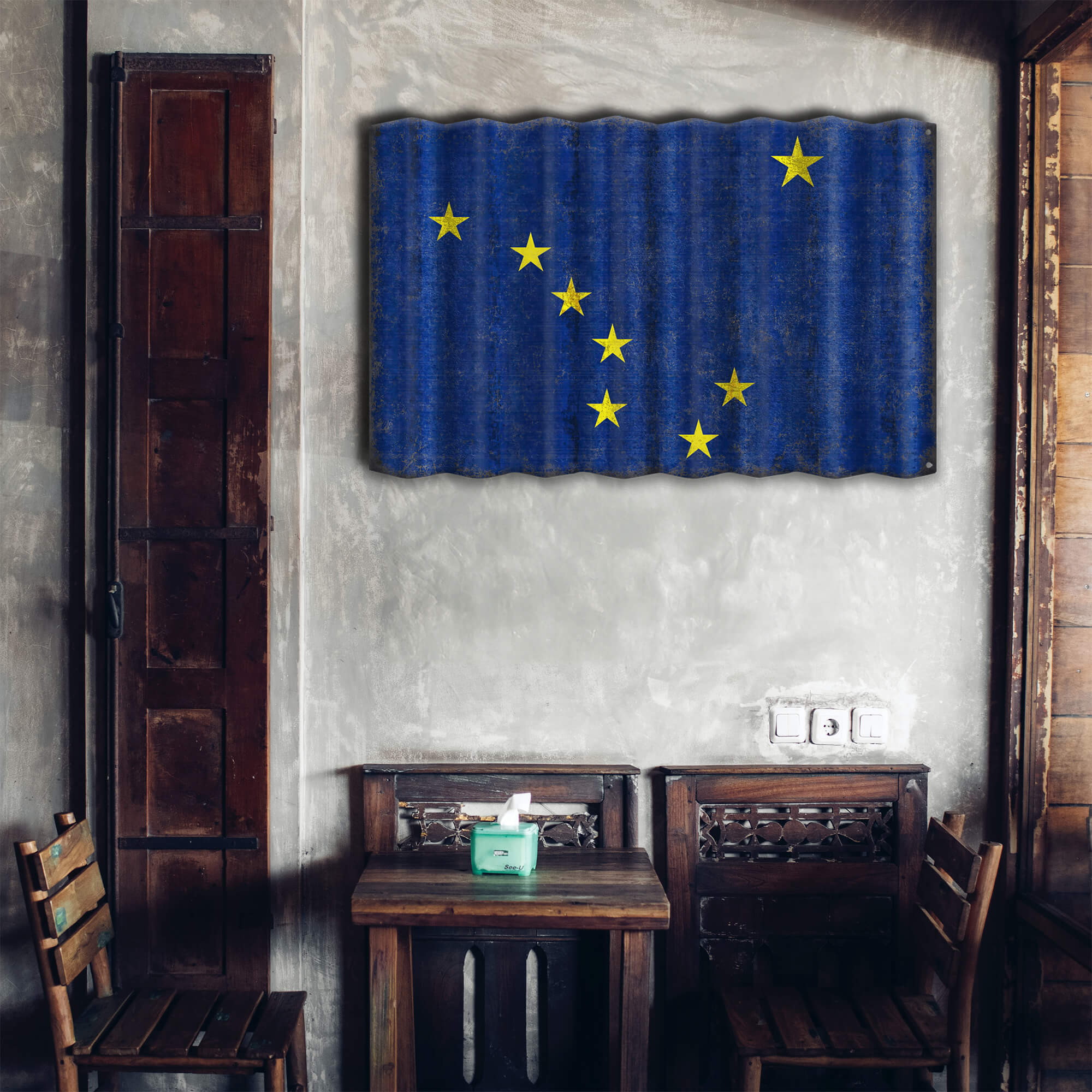 Alaska State Flag - Corrugated Metal Wall Art