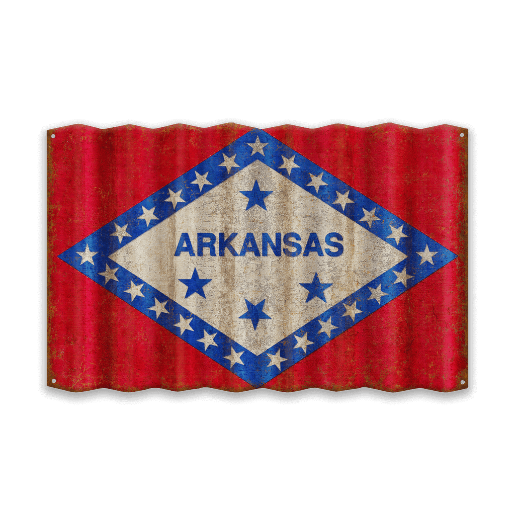 Arkansas State Flag - Corrugated Metal Wall Art