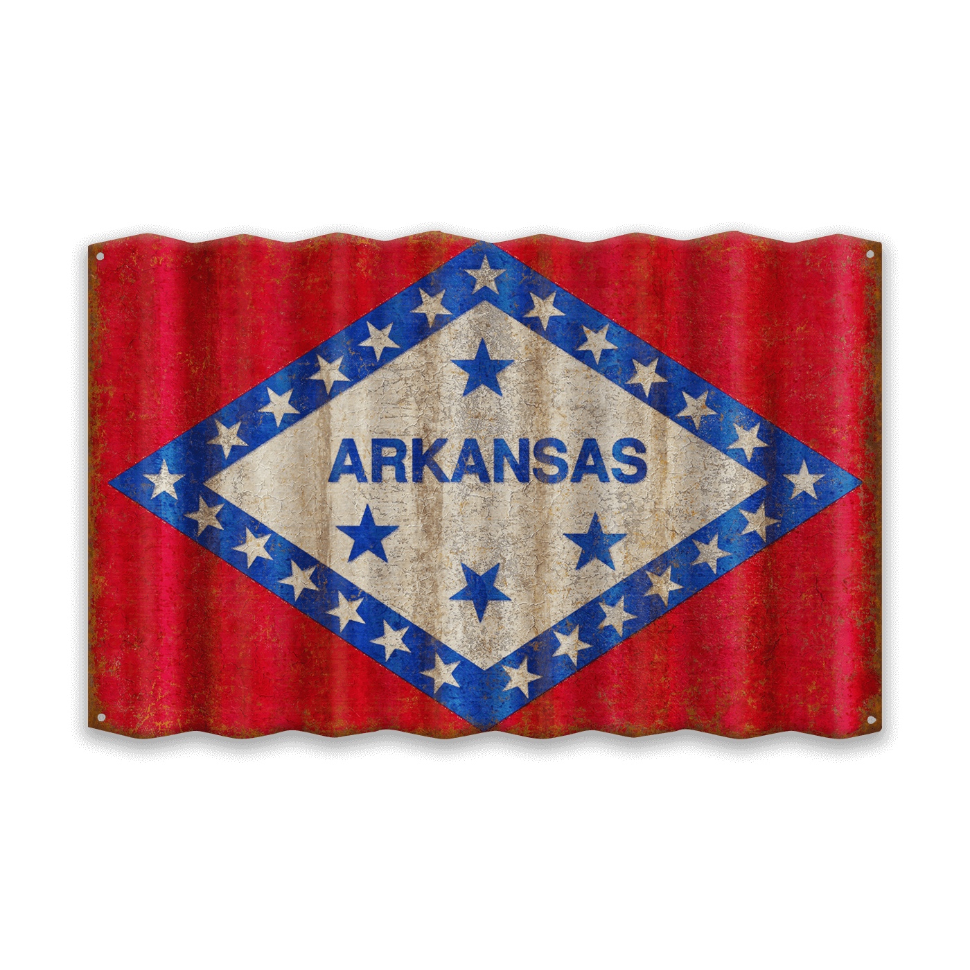Arkansas State Flag - Corrugated Metal Wall Art