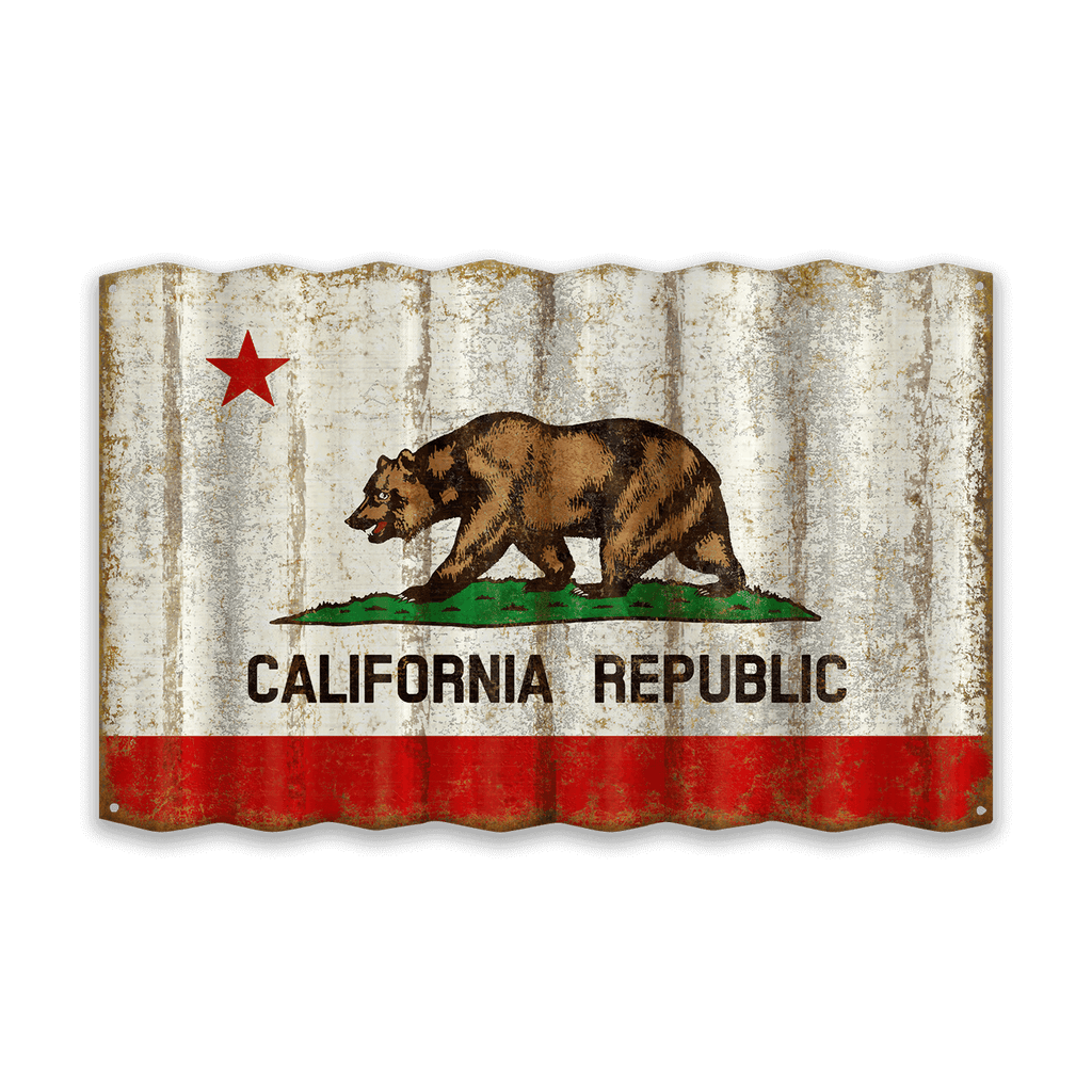 California State Flag - Corrugated Metal Wall Art