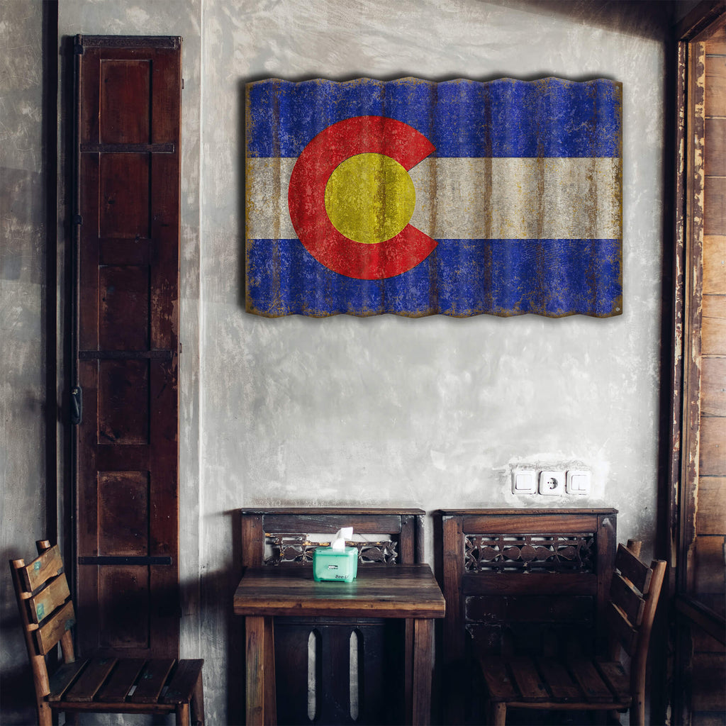 Colorado State Flag - Corrugated Metal Wall Art