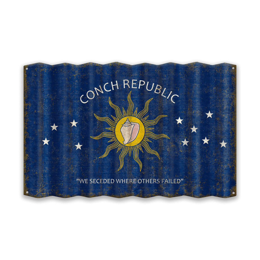 Conch Republic Flag - Corrugated Metal Wall Art