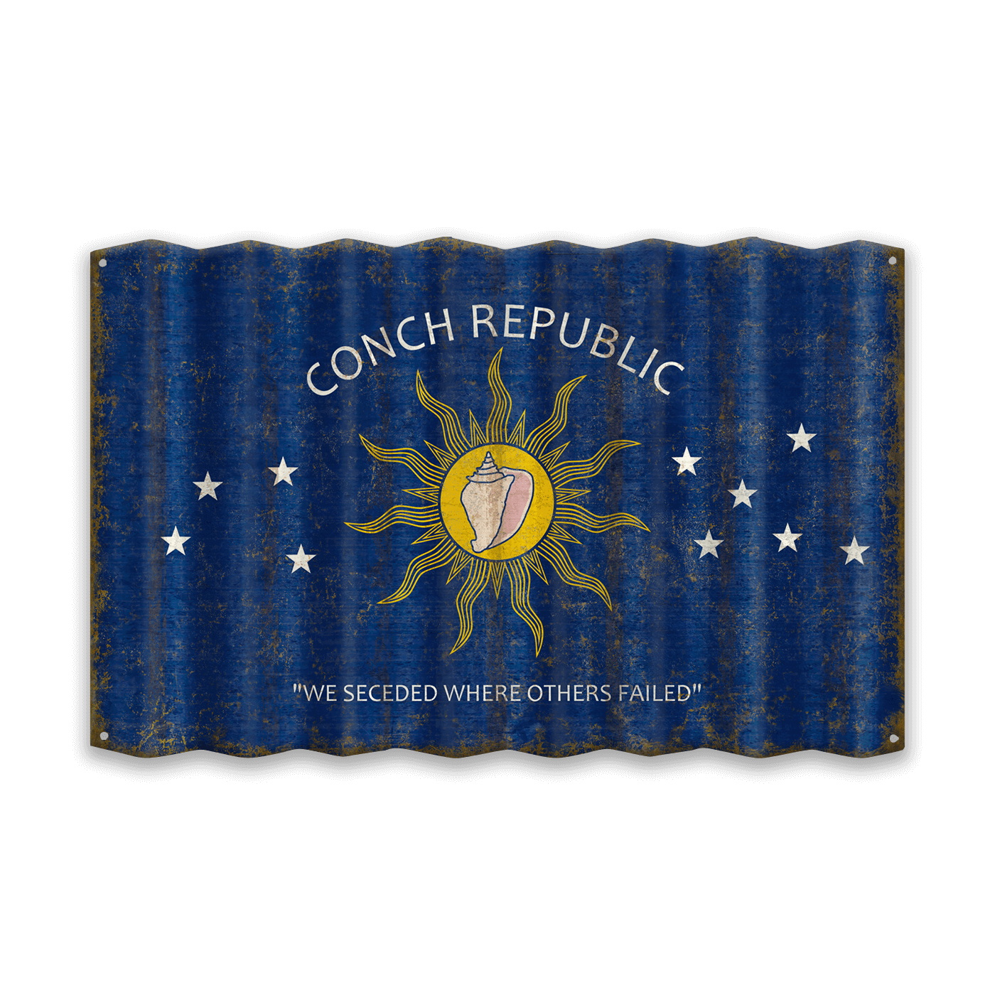 Conch Republic Flag - Corrugated Metal Wall Art