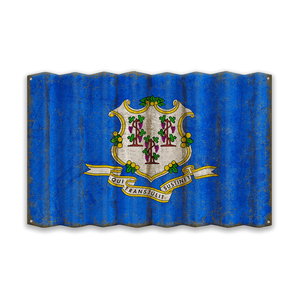Connecticut State Flag - Corrugated Metal Wall Art