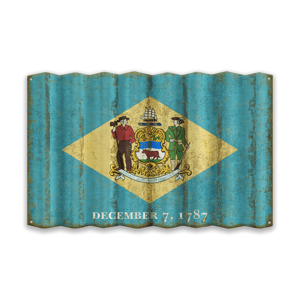 Delaware State Flag - Corrugated Metal Wall Art