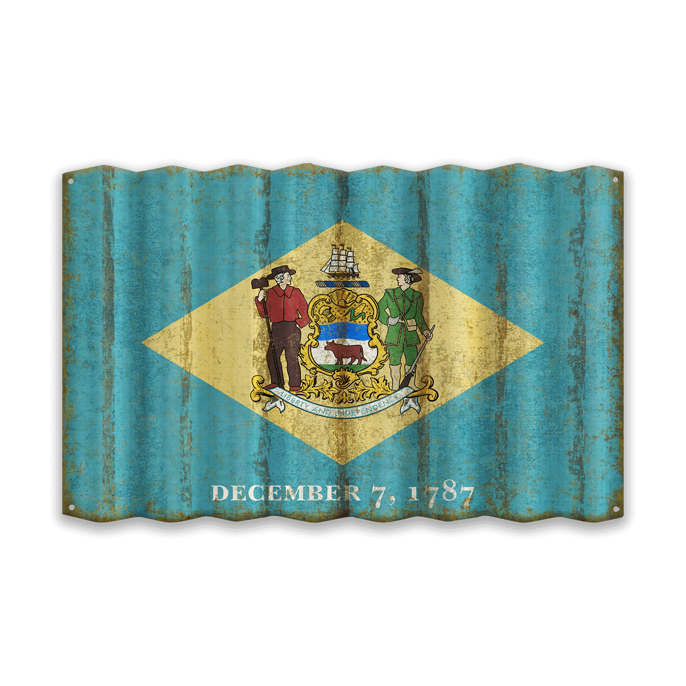 Delaware State Flag - Corrugated Metal Wall Art