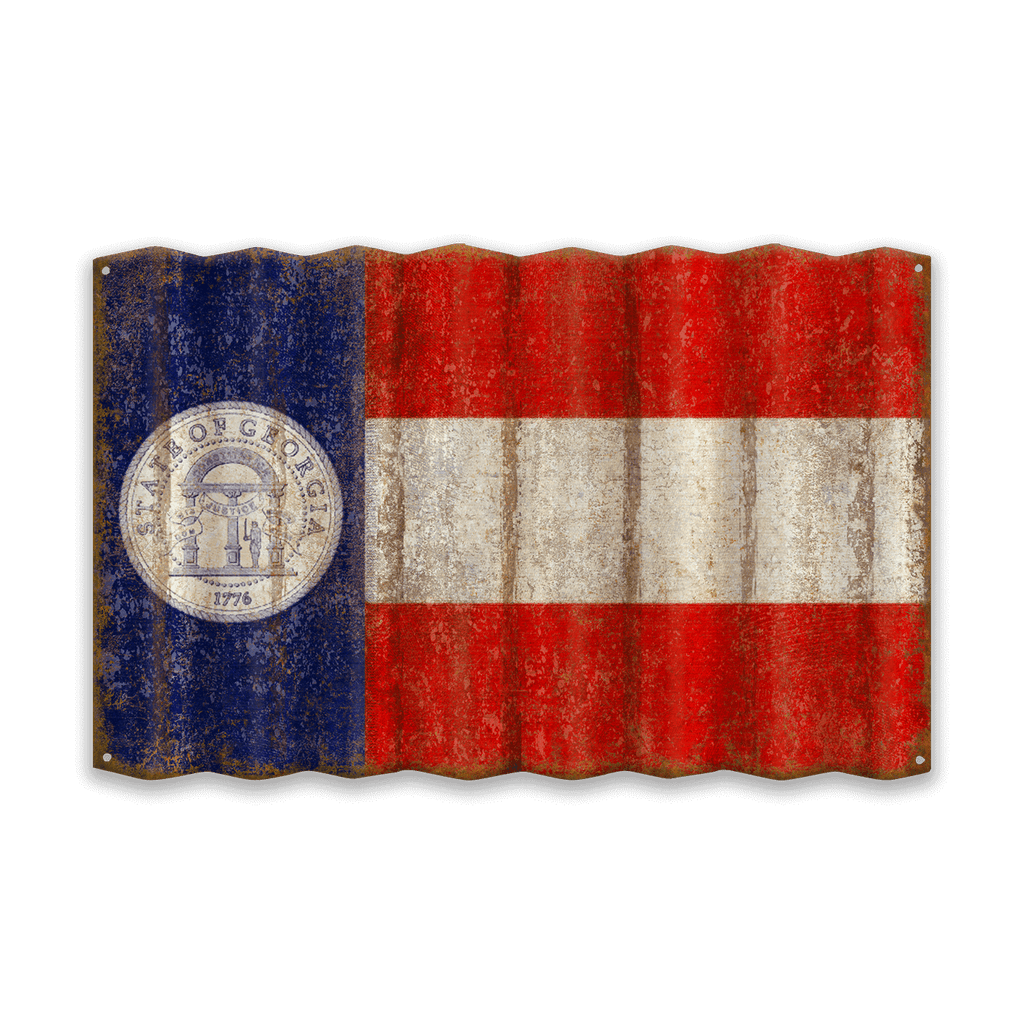 Georgia State Flag - Corrugated Metal Wall Art